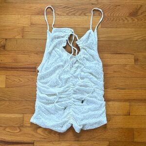 Free People Love Her Cut Out Ruched Tank Top in ivory